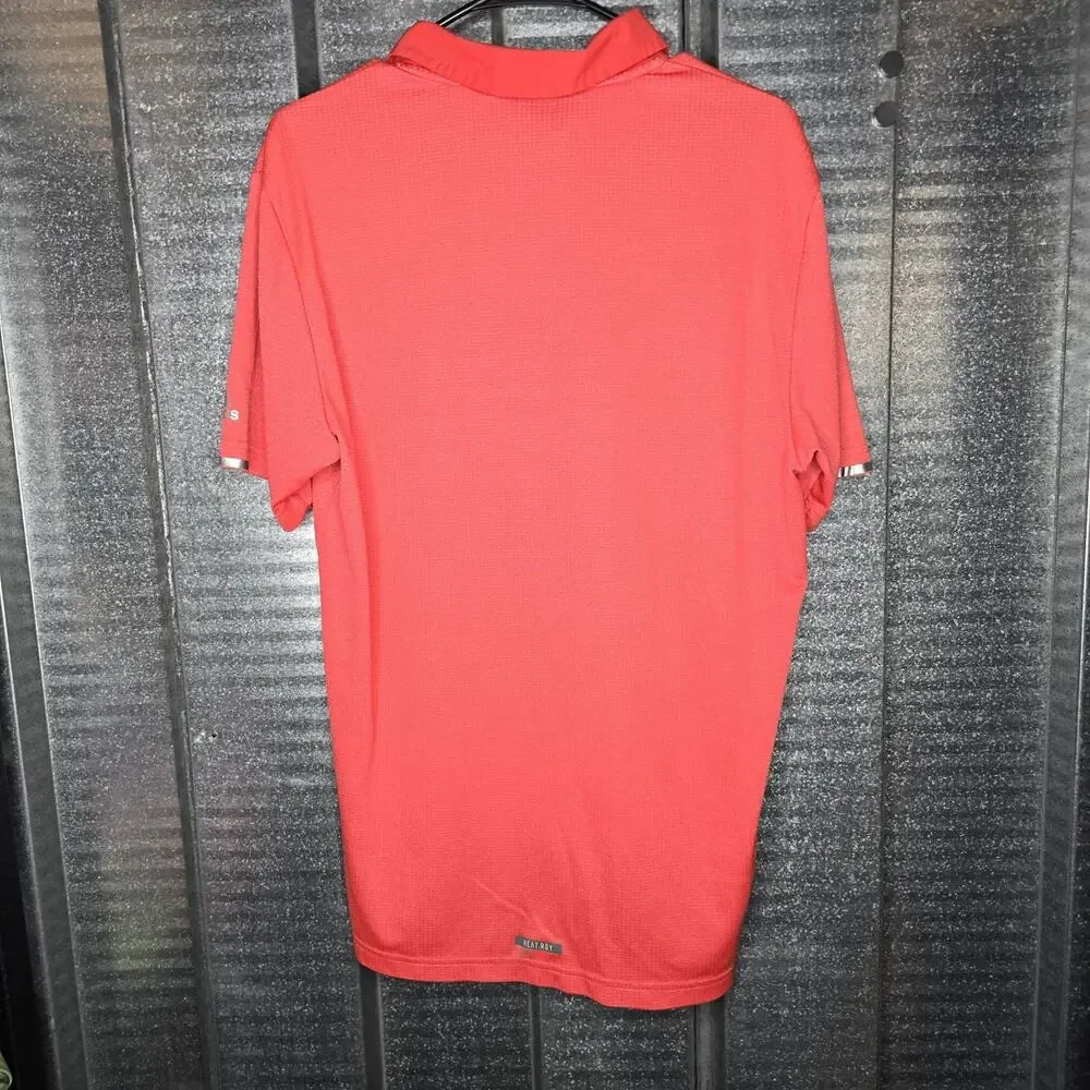 Adidas HEAT.RDY Golf Polo Shirt Men's Red Short Sleeve Performance Athletic